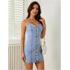 imageFloerns Womens Adjustable Spaghetti Strap Button Up Mini Denim Bodycon DressBlue