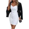 imageFloerns Womens Adjustable Spaghetti Strap Button Up Mini Denim Bodycon DressWhite