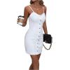 imageFloerns Womens Adjustable Spaghetti Strap Button Up Mini Denim Bodycon DressWhite