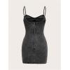 imageFloerns Womens Adjustable Spaghetti Strap Button Up Mini Denim Bodycon DressZ Black