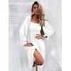 imageFloerns Womens Boho Square Neck Smocked Long Puff Sleeve A Line Maxi DressBeige White