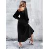 imageFloerns Womens Boho Square Neck Smocked Long Puff Sleeve A Line Maxi DressBlack