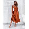 imageFloerns Womens Boho Square Neck Smocked Long Puff Sleeve A Line Maxi DressBurnt Orange