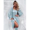 imageFloerns Womens Boho Square Neck Smocked Long Puff Sleeve A Line Maxi DressDusty Blue