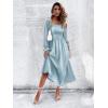 imageFloerns Womens Boho Square Neck Smocked Long Puff Sleeve A Line Maxi DressDusty Blue