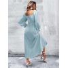 imageFloerns Womens Boho Square Neck Smocked Long Puff Sleeve A Line Maxi DressDusty Blue