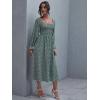 imageFloerns Womens Boho Square Neck Smocked Long Puff Sleeve A Line Maxi DressGreen