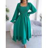 imageFloerns Womens Boho Square Neck Smocked Long Puff Sleeve A Line Maxi DressGreen Solid