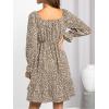 imageFloerns Womens Boho Square Neck Smocked Long Puff Sleeve A Line Maxi DressMint Beige