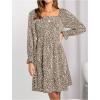 imageFloerns Womens Boho Square Neck Smocked Long Puff Sleeve A Line Maxi DressMint Beige