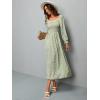 imageFloerns Womens Boho Square Neck Smocked Long Puff Sleeve A Line Maxi DressMint Green