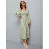 imageFloerns Womens Boho Square Neck Smocked Long Puff Sleeve A Line Maxi DressMint Green