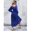 imageFloerns Womens Boho Square Neck Smocked Long Puff Sleeve A Line Maxi DressNavy Blue