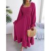 imageFloerns Womens Boho Square Neck Smocked Long Puff Sleeve A Line Maxi DressPurple Pink