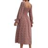 imageFloerns Womens Boho Square Neck Smocked Long Puff Sleeve A Line Maxi DressRed