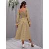 imageFloerns Womens Boho Square Neck Smocked Long Puff Sleeve A Line Maxi DressYellow