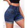 imageFloerns Womens Casual High Waist Button Fly Denim Jean ShortsDark Blue