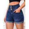 imageFloerns Womens Casual High Waist Button Fly Denim Jean ShortsDark Blue