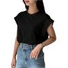 imageFloerns Womens Casual Stripe Print Cap Sleeve T Shirts Round Neck TeeBlack Dull