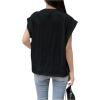 imageFloerns Womens Casual Stripe Print Cap Sleeve T Shirts Round Neck TeeBlack Dull