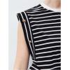 imageFloerns Womens Casual Stripe Print Cap Sleeve T Shirts Round Neck TeeBlack Ink