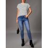 imageFloerns Womens Casual Stripe Print Cap Sleeve T Shirts Round Neck TeeBlack Striped