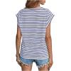 imageFloerns Womens Casual Stripe Print Cap Sleeve T Shirts Round Neck TeeBlue White