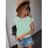imageFloerns Womens Casual Stripe Print Cap Sleeve T Shirts Round Neck TeeGreen Multi