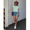 imageFloerns Womens Casual Stripe Print Cap Sleeve T Shirts Round Neck TeeGreen Multi