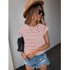 imageFloerns Womens Casual Stripe Print Cap Sleeve T Shirts Round Neck TeeRed Multi