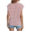 imageFloerns Womens Casual Stripe Print Cap Sleeve T Shirts Round Neck TeeRed and White