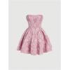 imageFloerns Womens Elegant Strapless Jacquard Flare Hem Mini Tube DressDusty Pink