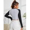 imageFloerns Womens Plaid Checkered Long Sleeve Mock Neck Crop Top Tee ShirtsBlack and Grey