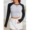 imageFloerns Womens Plaid Checkered Long Sleeve Mock Neck Crop Top Tee ShirtsBlack and Grey