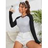 imageFloerns Womens Plaid Checkered Long Sleeve Mock Neck Crop Top Tee ShirtsBlack and Grey