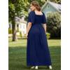 imageFloerns Womens Plus Size Short Sleeve Solid Boho Dress A Line Smocked Midi DressNavy Blue