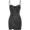 imageFloerns Womens Adjustable Spaghetti Strap Button Up Mini Denim Bodycon DressZ Black