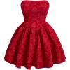 imageFloerns Womens Elegant Strapless Jacquard Flare Hem Mini Tube DressRed
