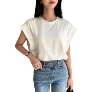 imageFloerns Womens Casual Stripe Print Cap Sleeve T Shirts Round Neck TeeWhite Plain