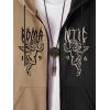 imageFloerns Mens Causal Graphic Print Long Sleeve Zip Up Drawstring Thermal Hoodies Sweatshirt With PocketsBrown and Black