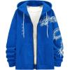 imageFloerns Mens Causal Graphic Print Long Sleeve Zip Up Drawstring Thermal Hoodies Sweatshirt With PocketsRoyal Blue
