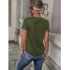 imageFloerns Womens Button Striped Block Color Round Neck Short Sleeve T Shirt Casual TeeArmy Green