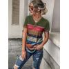 imageFloerns Womens Button Striped Block Color Round Neck Short Sleeve T Shirt Casual TeeArmy Green
