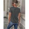 imageFloerns Womens Button Striped Block Color Round Neck Short Sleeve T Shirt Casual TeeArmy Green Multi