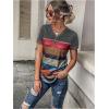 imageFloerns Womens Button Striped Block Color Round Neck Short Sleeve T Shirt Casual TeeArmy Green Multi