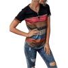 imageFloerns Womens Button Striped Block Color Round Neck Short Sleeve T Shirt Casual TeeBlack Multi