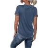 imageFloerns Womens Button Striped Block Color Round Neck Short Sleeve T Shirt Casual TeeBlue Multi