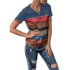 imageFloerns Womens Button Striped Block Color Round Neck Short Sleeve T Shirt Casual TeeBlue Multi