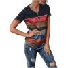 imageFloerns Womens Button Striped Block Color Round Neck Short Sleeve T Shirt Casual TeeDark Blue