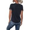 imageFloerns Womens Button Striped Block Color Round Neck Short Sleeve T Shirt Casual TeeDark Blue